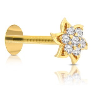 OneStep Towards Online Gold Plated Nose Pin Stone Design | Style3 | Yellow Gold Nose Pin Stud | Diamond Piercing Nose Stud For Women and Girls