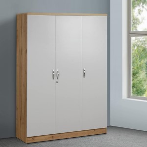 Plank Uniti 3-Door Engineered Wood Wardrobe (Wotan Oak and White, Matte Finish)