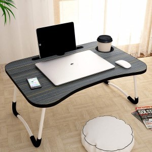 Study Table/Bed Table/Foldable and Portable Wooden/Writing Desk for Office/Home/School (Black)