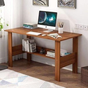 Desk with One Tier Shelves Laptop Study Table for Office Home Workstation Writing Modern Desk (ST-004/Oak Brown / 90 x 50 x 77 cm)