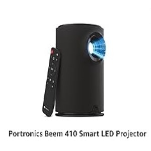 Portronics Beem 410 Smart LED Projector with Android 9.0, 3600 Lumens (250 ANSI), 1080p HD Resolution, Up to 200 Inches Screen, WiFi, Screen Mirroring, 6W Speaker with Netflix, Hotstar, Prime & More