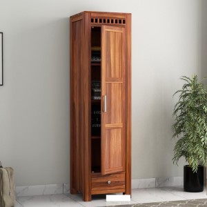 Furniture - Wooden Wardrobe for Clothes Storage - Solid Wood Multifunctional Almirah - Stylish & Functional Cupboard for Bedroom - (Montana (Honey Finish), Single Door Wardrobe)