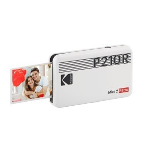 KODAK Mini 2 Retro 4PASS Portable Photo Printer (2.1x3.4 inches) + 8 Sheets, White