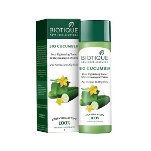 Biotique Cucumber Pore Tightening Toner| Ayurvedic And Organically Pure| Maintains Skin'S Natural Ph |100% Botanical Extracts| Suitable For Normal & Oily Skin Types| 120Ml, Pack of 1